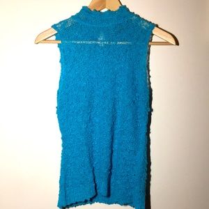 NWT Semi-Sheer Sleeveless Alpaca Wool Crochet Top